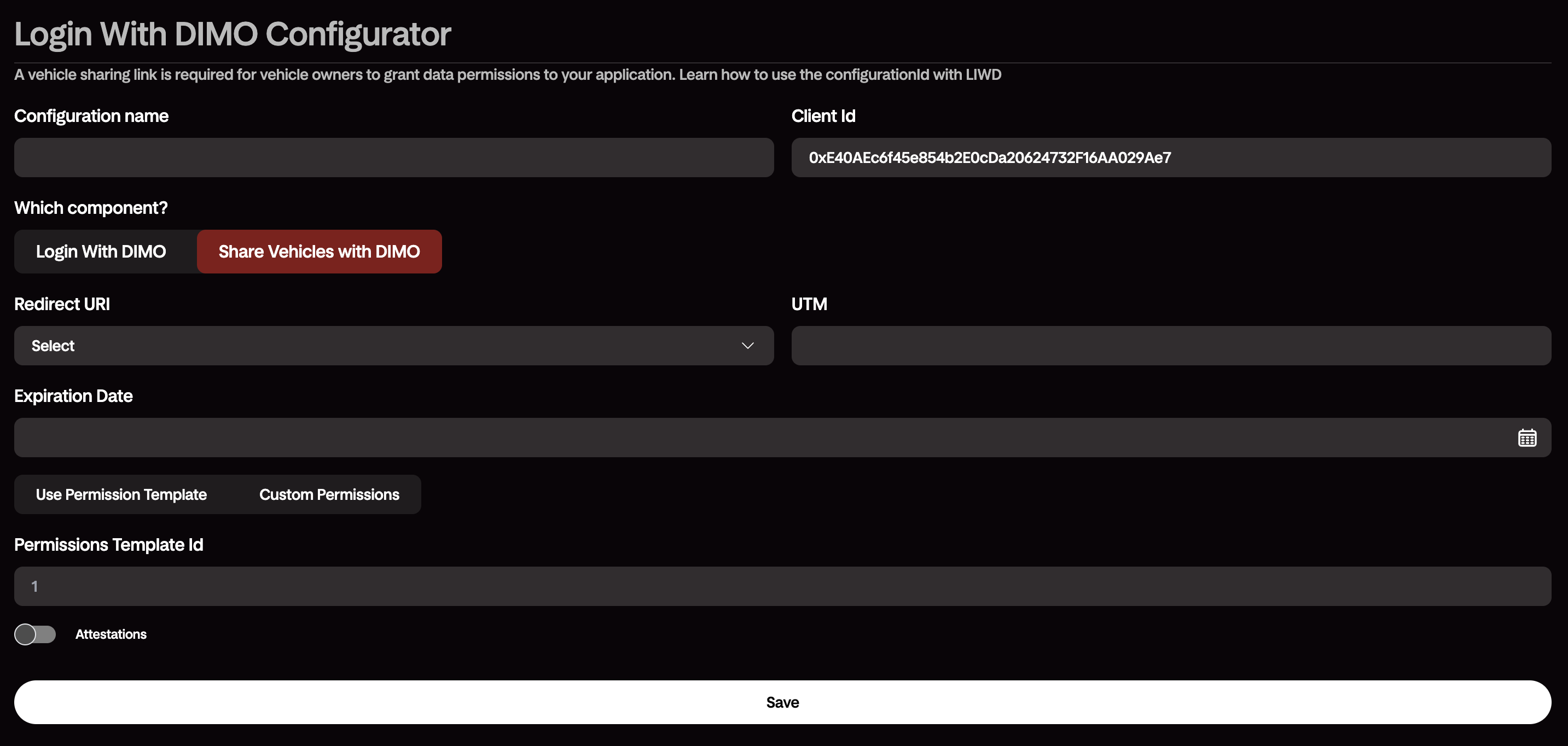 Login with DIMO Configurator