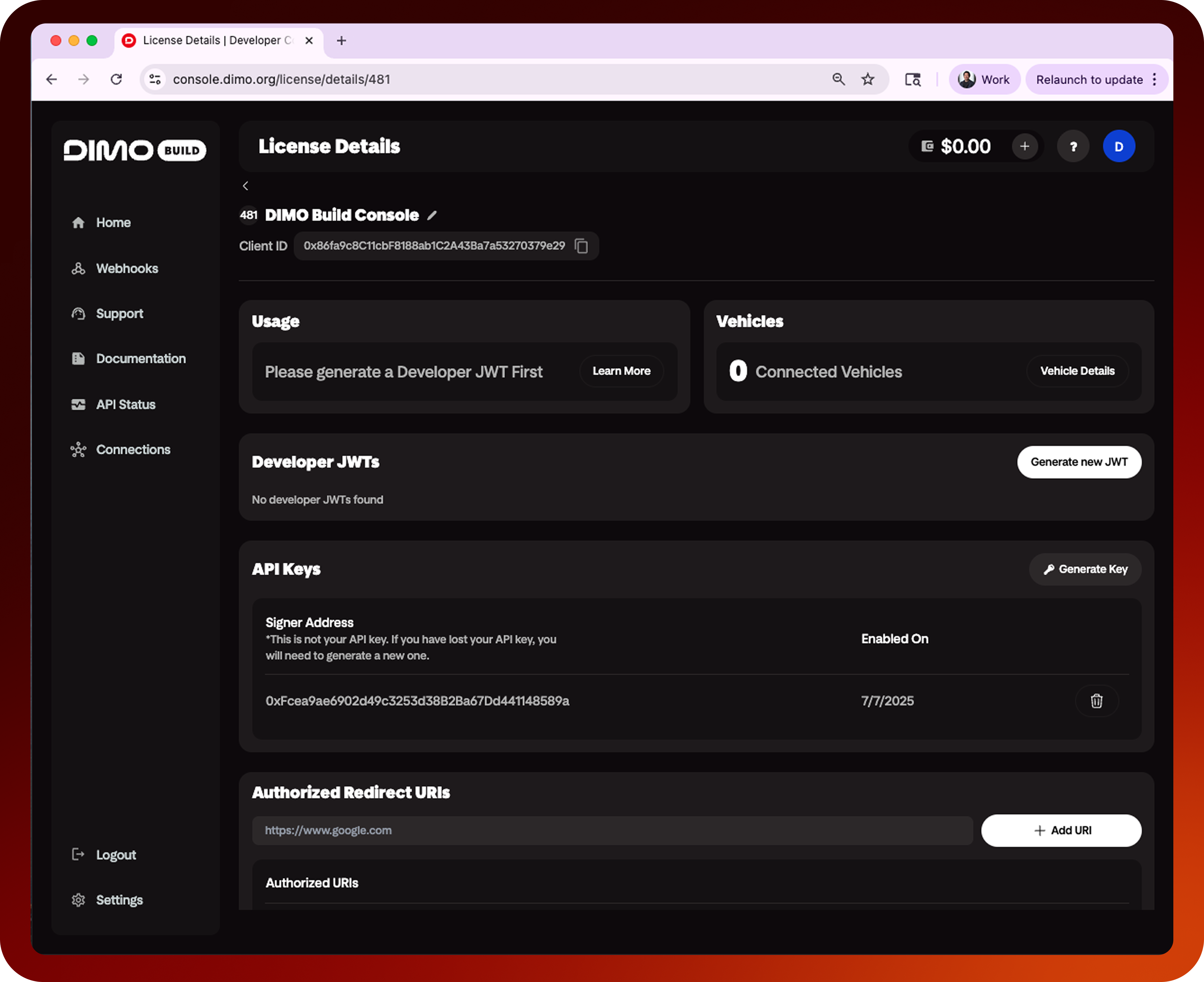 Developer License Details