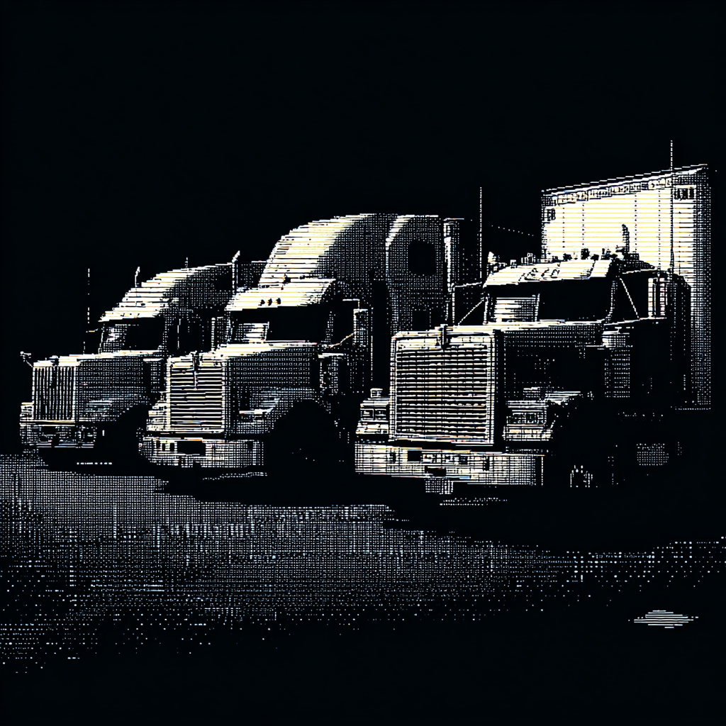 Fleet of Trucks on Road